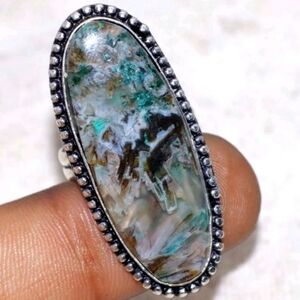 Turkish Stick Agate Gemstone 925 Sterling Silver Handmade Ring